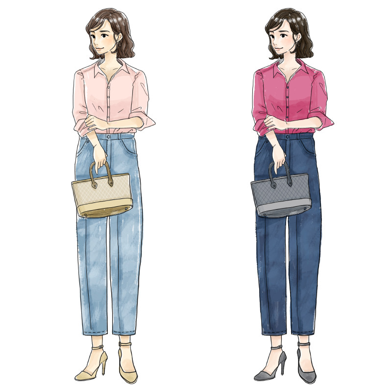 きれい色の印象30%を取り入れたコーデ