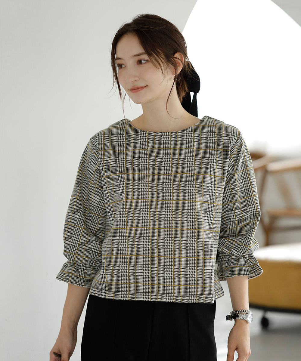 チェック柄フリルスリーブプルオーバー | ラインナップ | ファッションレンタル【EDIST. CLOSET】