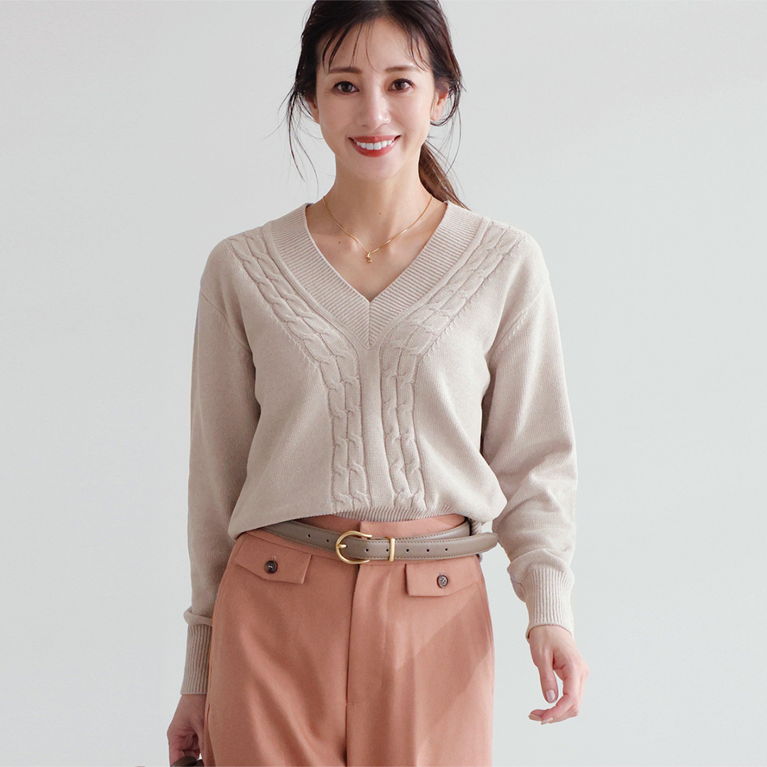 モールヤーンケーブルVネックニット | ラインナップ | ファッションレンタル【EDIST. CLOSET】