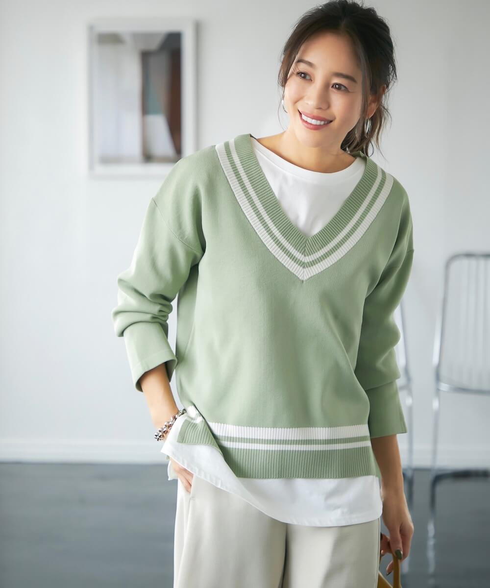 【謝恩SALE】★撮影サンプル特別価格★Vネックチルデンニット  | WEBストア | ファッションレンタル【EDIST. CLOSET】