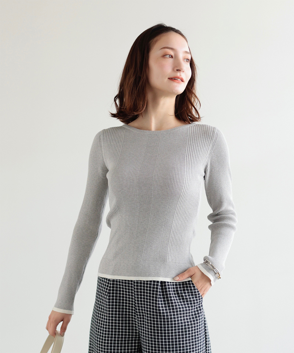 ★10％OFF★ライトグレー配色ランダムリブニット | WEBストア | ファッションレンタル【EDIST. CLOSET】
