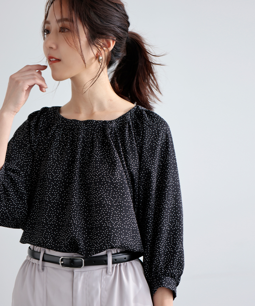 ★10％OFF★ランダムドットギャザーブラウス | WEBストア | ファッションレンタル【EDIST. CLOSET】