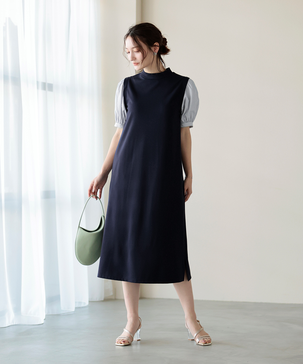 ★10％OFF★レイヤード風異素材ハイネックワンピース | WEBストア | ファッションレンタル【EDIST. CLOSET】