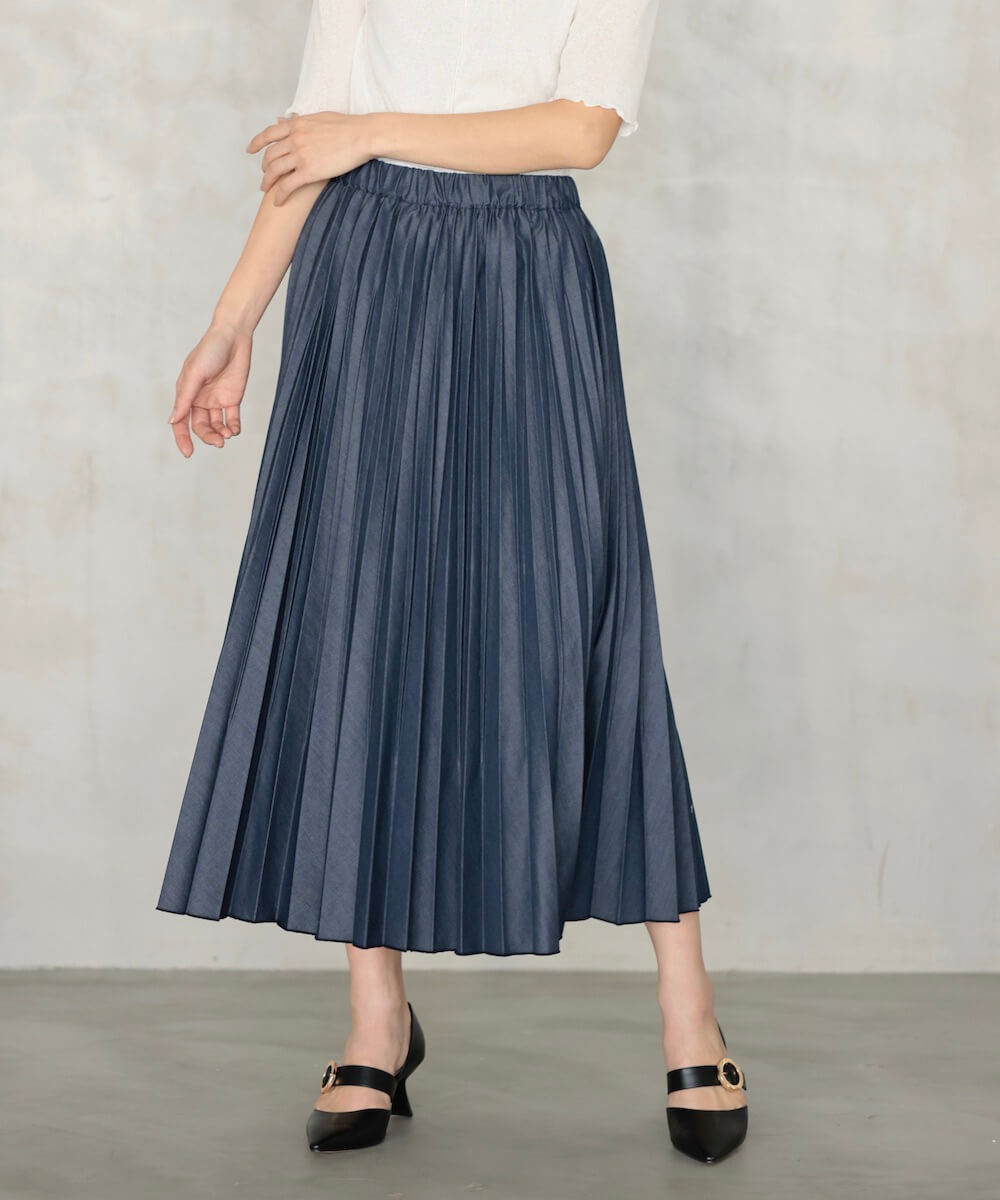 ★50％OFF★インディゴブルーデニムプリーツスカート | WEBストア | ファッションレンタル【EDIST. CLOSET】