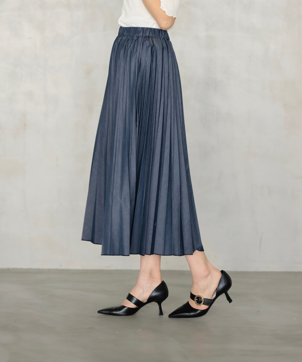 ★50％OFF★インディゴブルーデニムプリーツスカート | WEBストア | ファッションレンタル【EDIST. CLOSET】