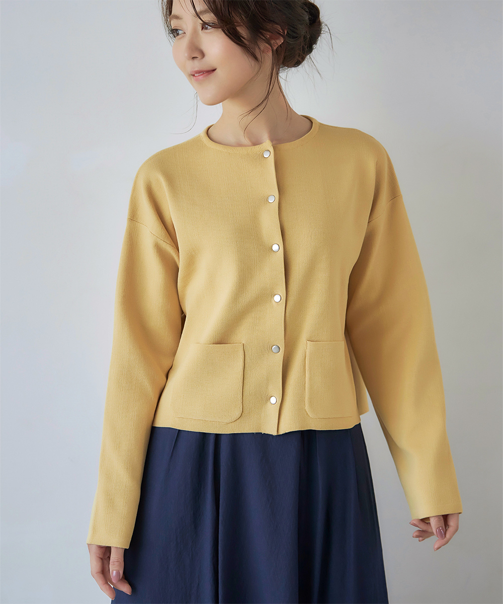 ★10％OFF★イエローショート丈ニットカーディガン | WEBストア | ファッションレンタル【EDIST. CLOSET】