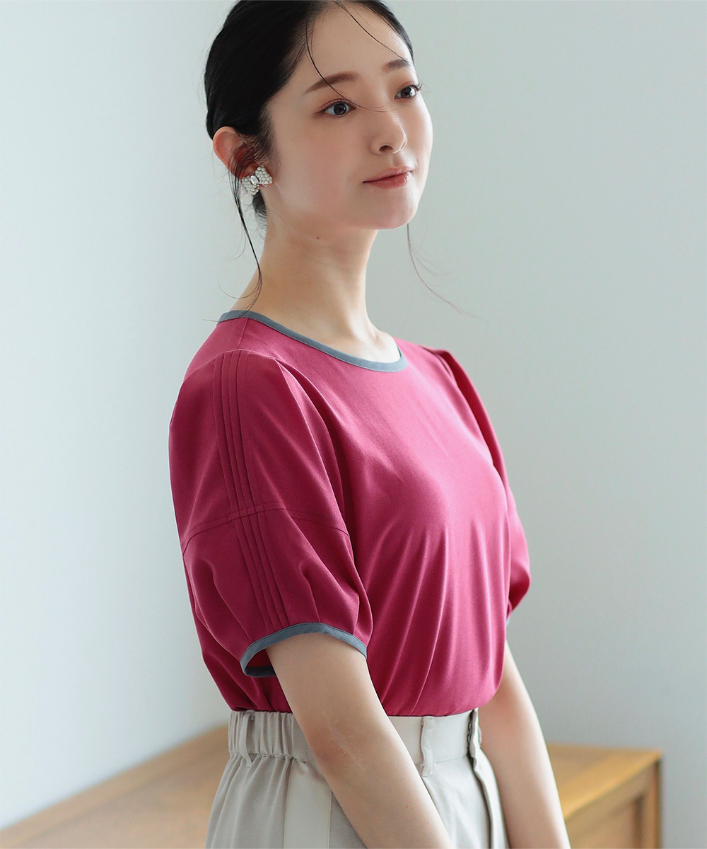デザインタックスリーブ配色ブラウス | WEBストア | ファッションレンタル【EDIST. CLOSET】