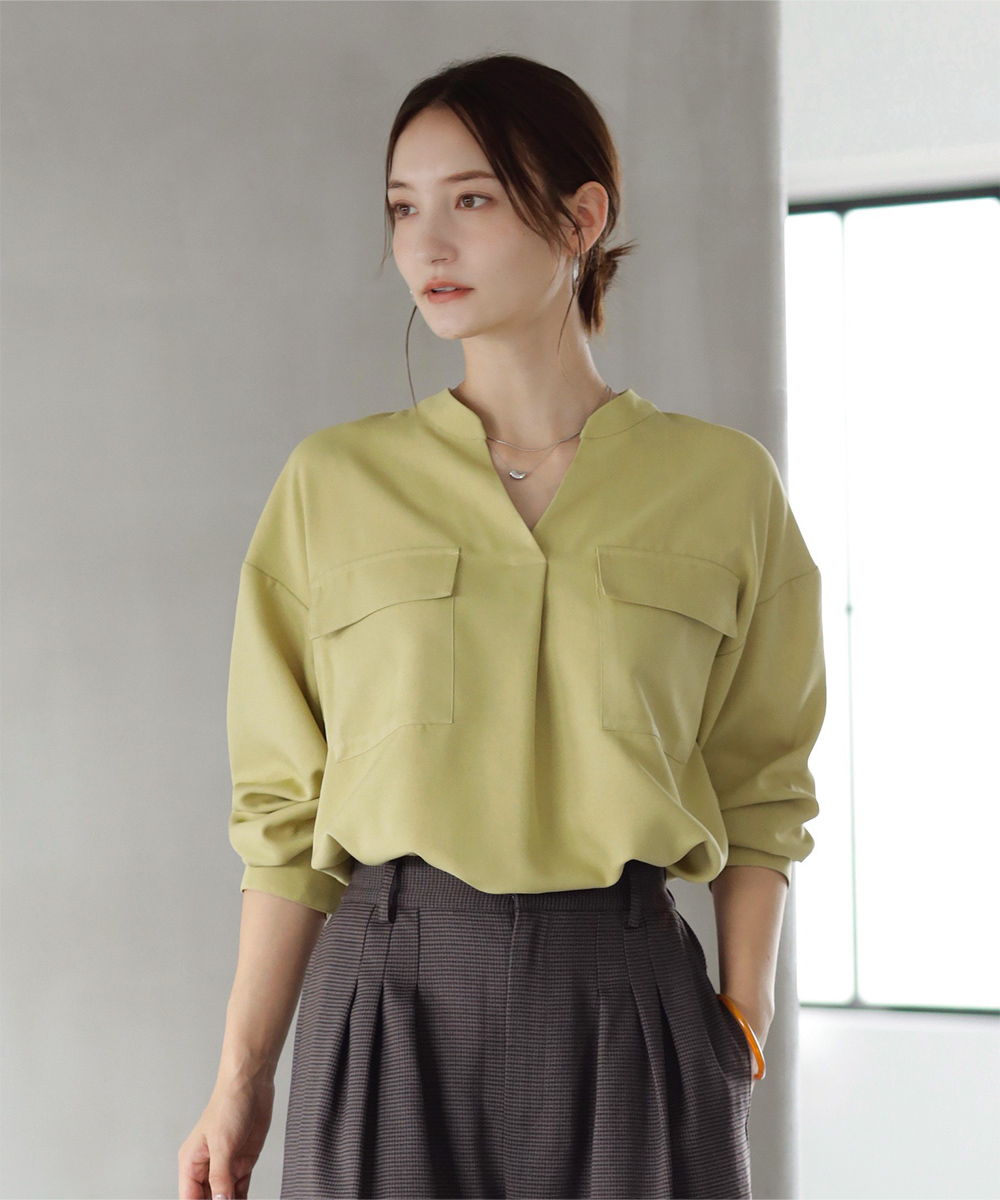 ★30%OFF★袖ボタン開きスキッパーブラウス | WEBストア | ファッションレンタル【EDIST. CLOSET】