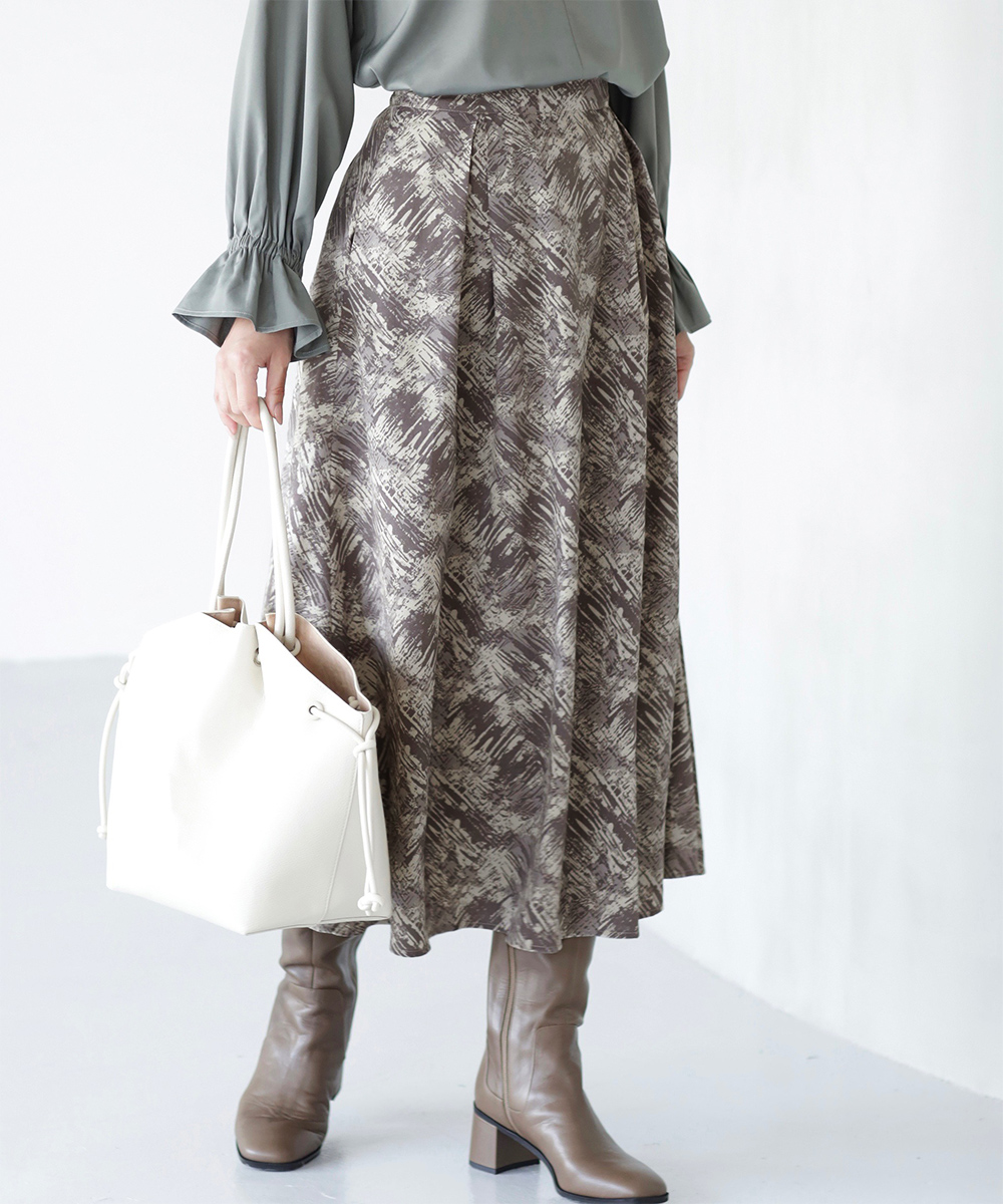 ★Mサイズのみ再入荷★30％OFF★淡彩ペイント柄タックフレアスカート | WEBストア | ファッションレンタル【EDIST. CLOSET】