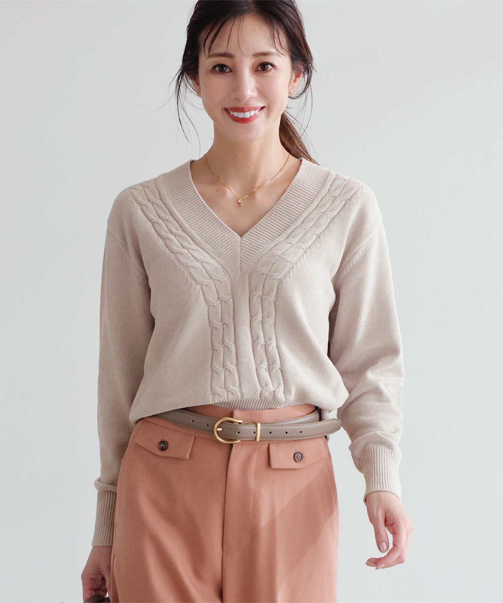 ★30%OFF★モールヤーンケーブルVネックニット | WEBストア | ファッションレンタル【EDIST. CLOSET】