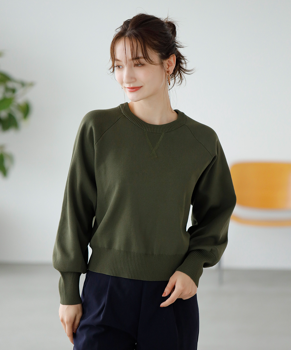★20％OFF★カーキスウェットライクショートニット | WEBストア | ファッションレンタル【EDIST. CLOSET】